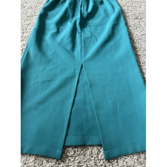 Sincerely Jules Womens Teal Midi Pull On Skirt Elastic Back Slit Back Size Small - Picture 11 of 14